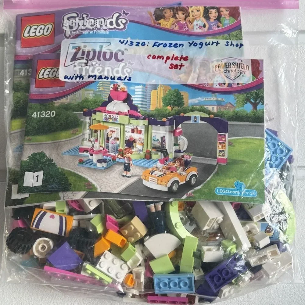 LEGO Friends Heartlake Frozen Yogurt Shop #41320 Complete Minifigures & Manuals